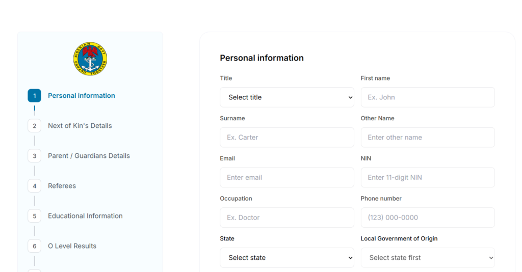 Nigerian Navy 2026 Recruitment Form
